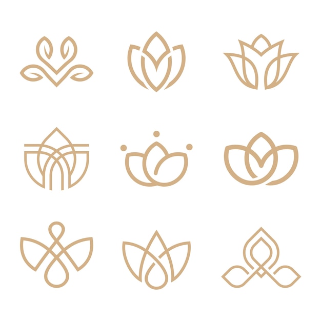 abstract flower lotus logo. luxury spa beauty design template.