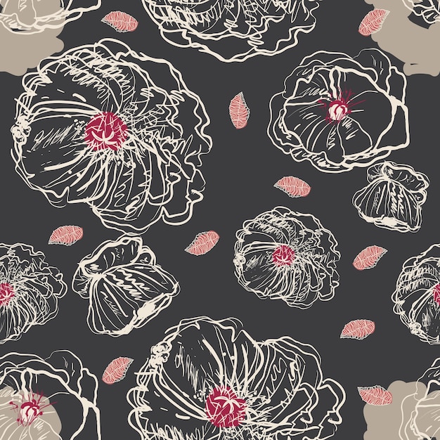 Abstract flower textile seamless pattern