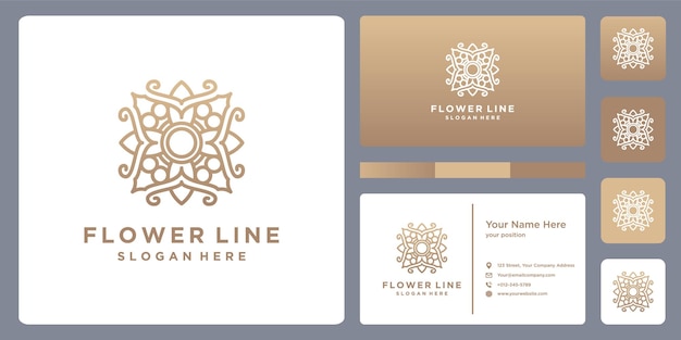 abstract flower with line logo design inspiration