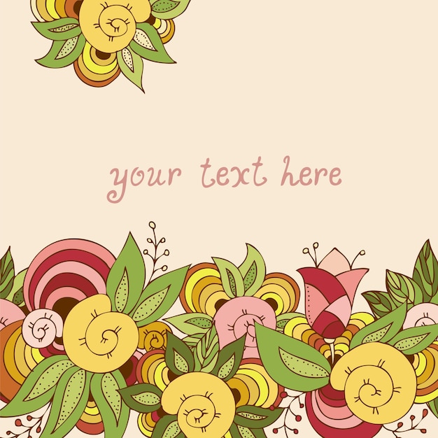 Abstract flowers illustration hand drawn floral background