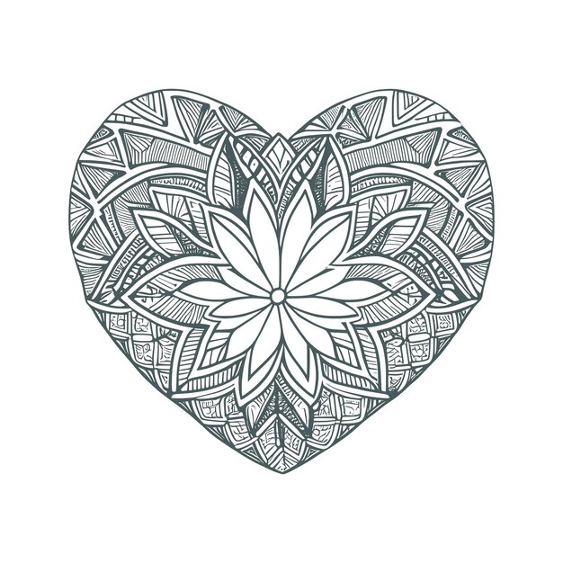 The abstract flowers and leaf in heart shape would be a great design for a coloring book cover