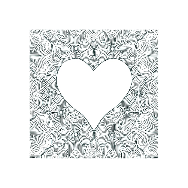 The abstract flowers and leaf in heart shape would be a great design for a coloring book cover