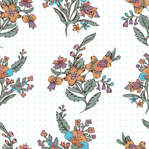 Abstract flowers seamless pattern floral background boho print. Vector illustration