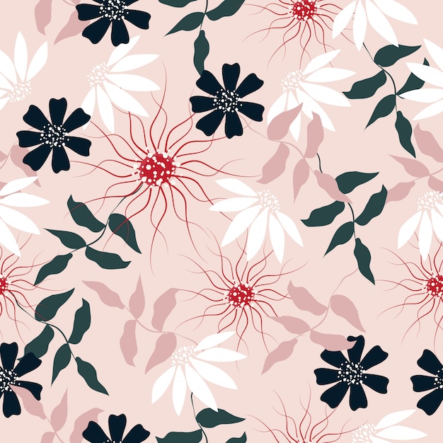 Abstract  flowers seamless pattern