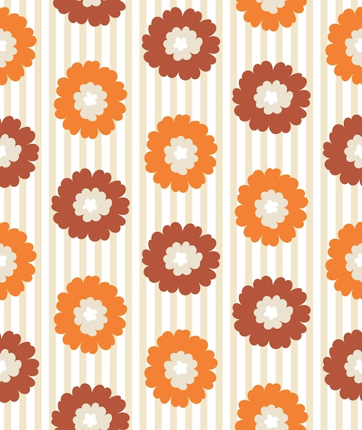 Abstract Flowers Stripes Seamless Soft Vector Pattern Hand Drawn Sweet Florals Minimalist Stylish