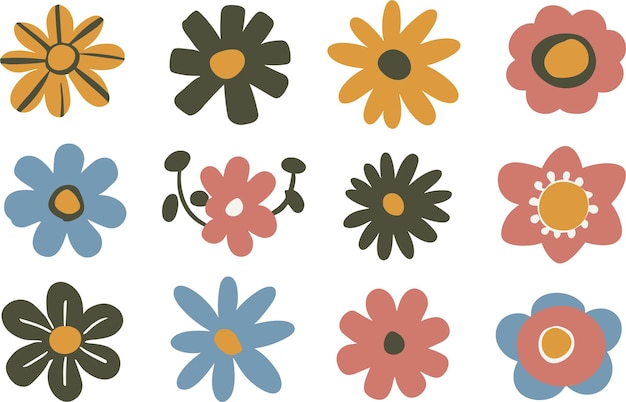 Vector abstract flowers vector clipart spring illustration