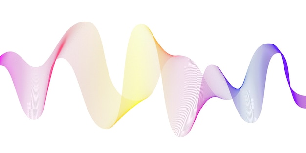 Abstract flowing wavy lines with rainbow gradient color. Modern  background