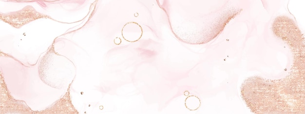 Абстрактное жидкое искусство с розовыми спиртовыми чернилами и золотым блеском