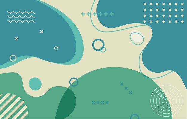 Abstract fluid background with organic shapes and memphis elements