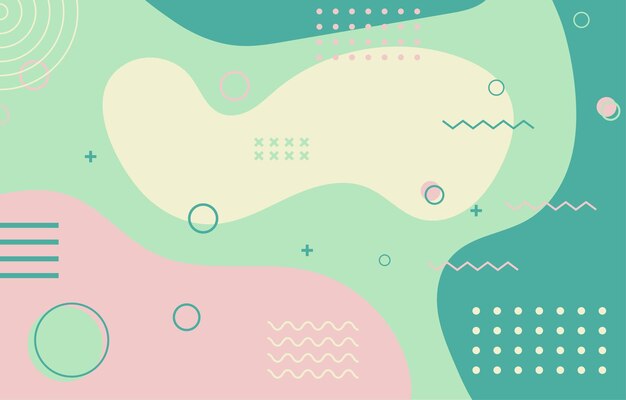 Abstract fluid background with organic shapes and memphis elements