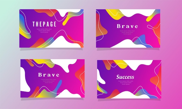 Vector abstract fluid gradient color background bundle set vector design for landing page web background