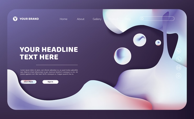 Vector abstract fluid landing page template