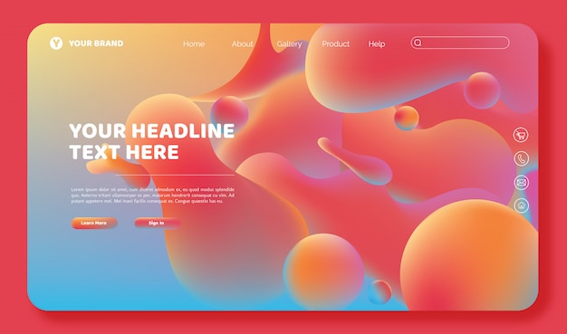 Vector abstract fluid landing page