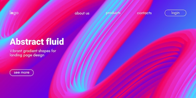 Abstract fluid poster with 3d wave liquid shape