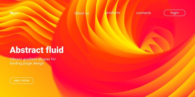 Abstract fluid poster with 3d wave liquid shape