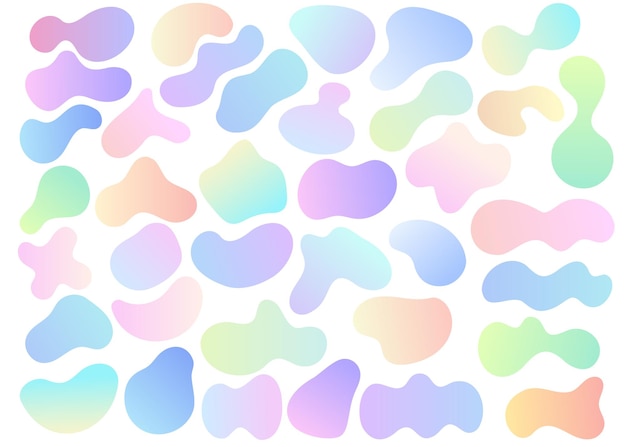 Abstract fluid shapes gradient liquid elements amoeba splashes design vector graphic set