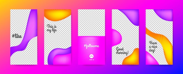 Abstract fluid shapes instagram stories templates set