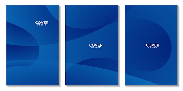 Vector abstract flyers set dark blue wave colorful gradient background for business finance