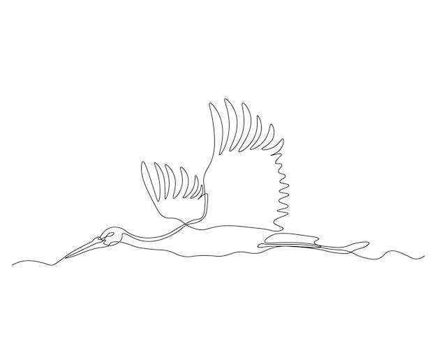 Abstract Flying Stork Continuous One Line Drawing