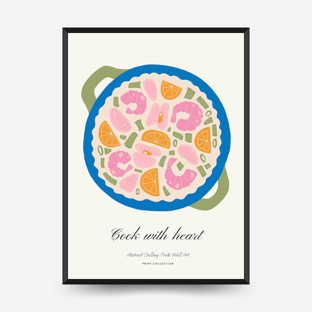 Abstract food posters template modern trendy matisse minimal style kitchen and restaurant decor