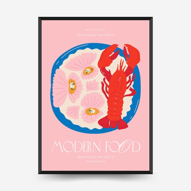 Abstract food posters template Modern trendy Matisse minimal style Kitchen and restaurant decor