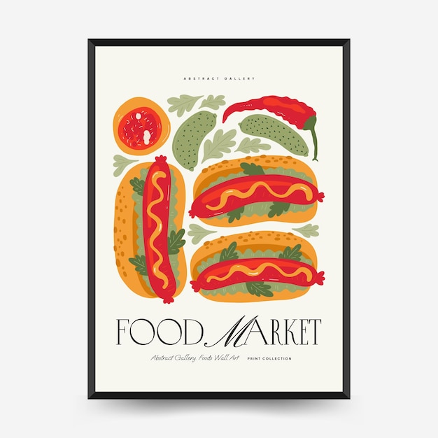 Abstract food posters template Modern trendy Matisse minimal style Kitchen and restaurant decor