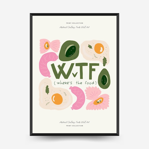 abstract food posters template modern trendy matisse minimal style kitchen and restaurant decor