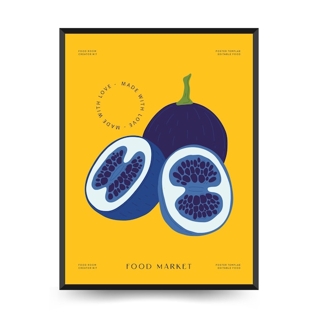 Abstract food posters template Modern trendy Matisse minimal style Kitchen and restaurant decor