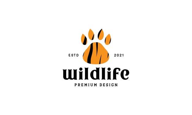 Disegno astratto dell'illustrazione dell'icona di vettore del logo della tigre delle impronte astratte