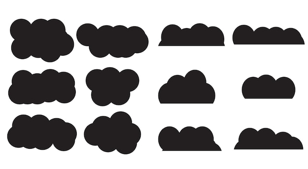 抽象形形雲セット雲天気空アイコン雲自然雨雲予報ベクトルフラットデザインイラスト