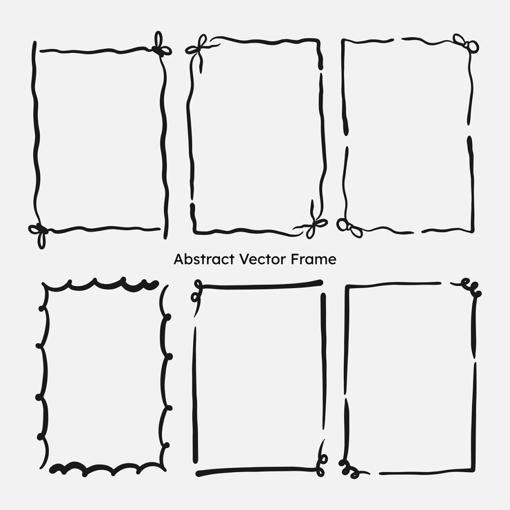 Vector abstract frame border in doodle style art line element