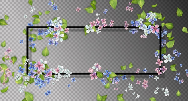 Vector abstract frame met vliegende bladeren en bloemen