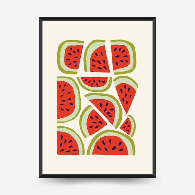 Abstract fruit posters sjabloon Moderne trendy Matisse minimale stijl Exotische gezonde voeding
