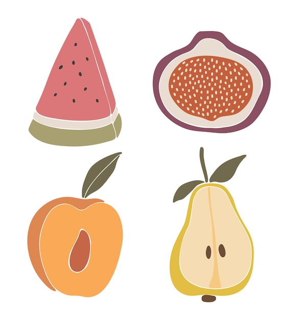 Abstract fruit set illustration