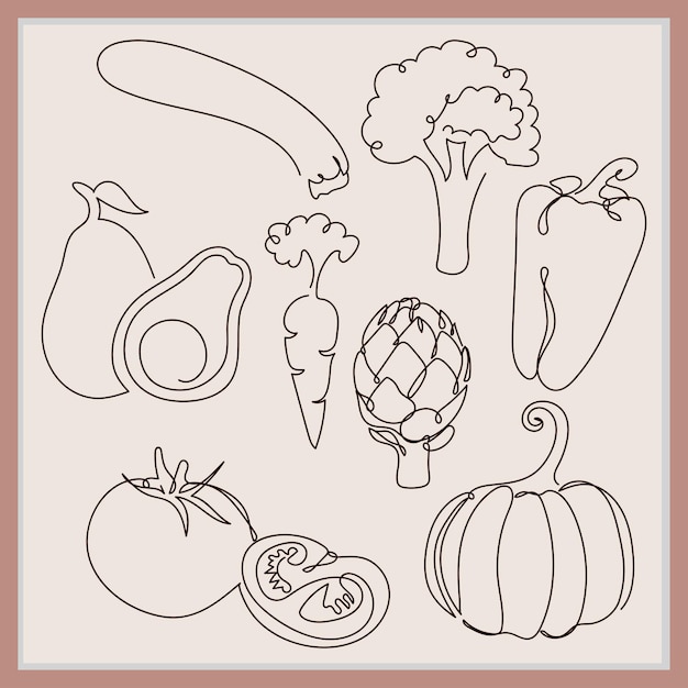 Abstract Fruits line art design