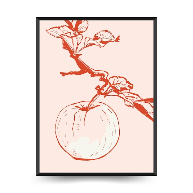 Abstract fruits posters template Modern trendy Matisse minimal style Exotic Healthy Food