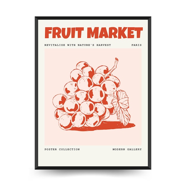 Vector abstract fruits posters template modern trendy matisse minimal style exotic healthy food