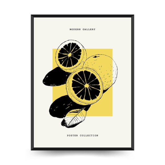 Вектор Абстрактные фрукты плакаты шаблон современный модный матисс минимальный стиль экзотическая здоровая еда