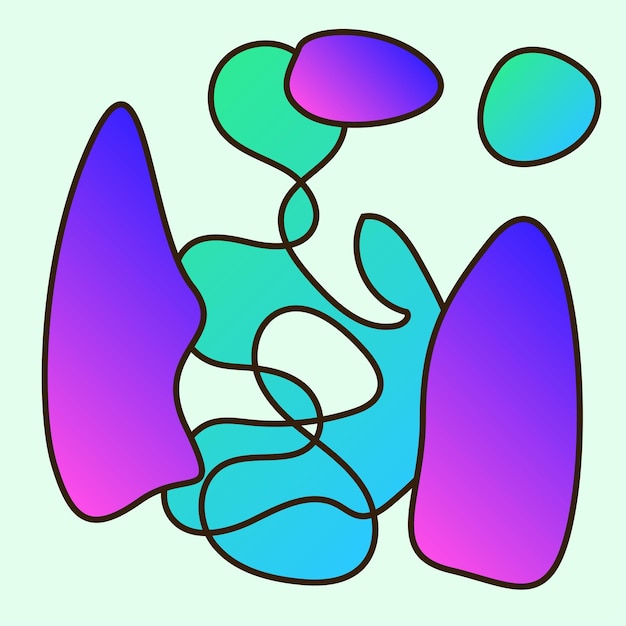 Вектор Абстрактные смешные яркие градиентные цветные кривые линии формы символ элемент плакат печати фон
