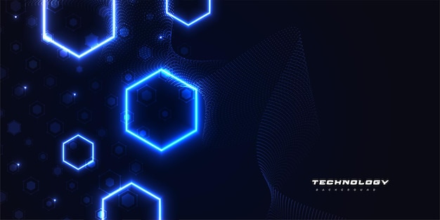 Abstract Futuristic Artificial Intelligence Technology Background Big Data Background with Glowing Hexagon Concept Network Connection Banner or Poster