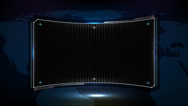 Абстрактный футуристический фон из синих и черных технологий научно-фантастической рамки документа программного обеспечения дисплея hud ui