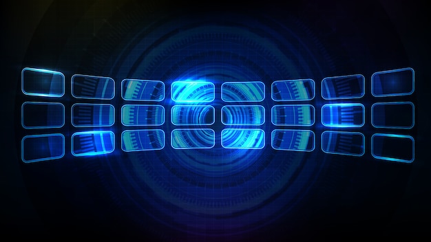 Abstract futuristic background of blue glowing hud ui frame element panel display