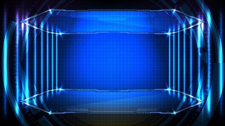 Vector abstract futuristic background of blue glowing sci fi technology hud ui frame and circuit line