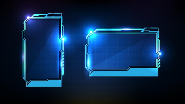 Abstract futuristic background of blue glowing technology sci fi frame hud ui lower third