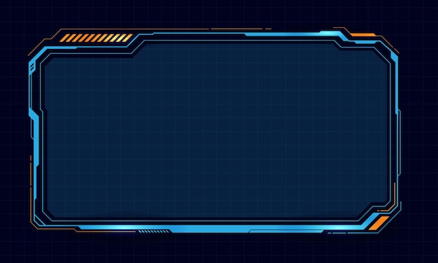 Abstract futuristic background of blue glowing technology sci fi frame hud ui