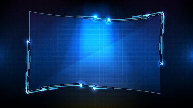 Abstract futuristic background of blue glowing technology sci fi frame hud ui