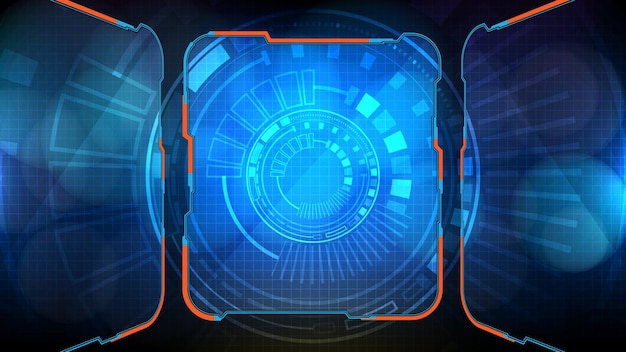 Abstract futuristic background of blue glowing technology sci fi frame hud ui