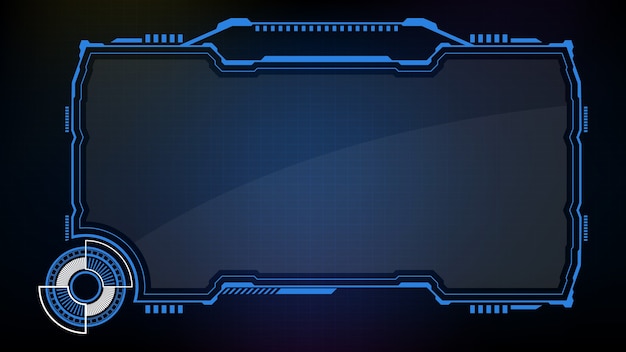 Vector abstract futuristic background. blue glowing technology sci fi frame hud ui