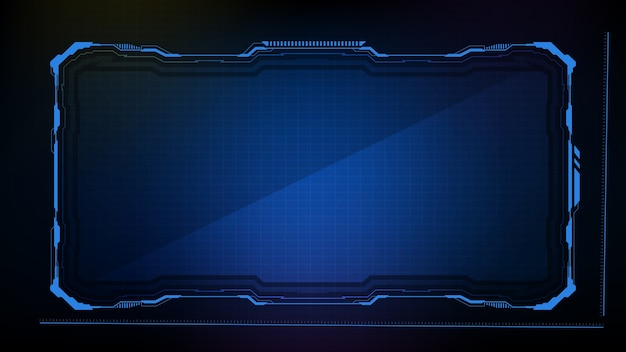 Abstract futuristic background. blue glowing technology sci fi frame hud ui