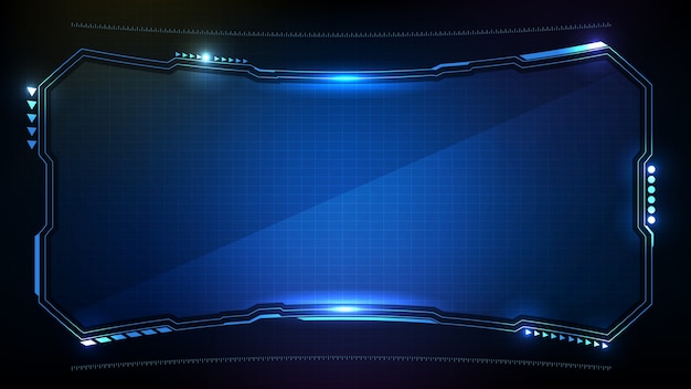 Abstract futuristic background. blue glowing technology sci-fi frame hud ui